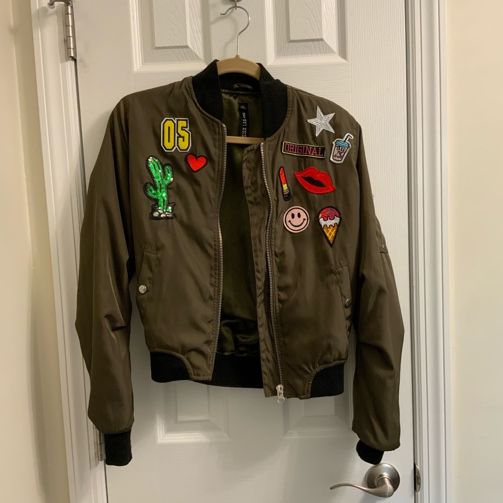Design Lab Army Green Bomber Jacket - image 1